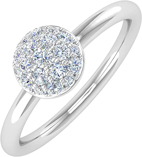 1/4 Carat Prong Set Diamond Cluster Ring Band in 14K Gold